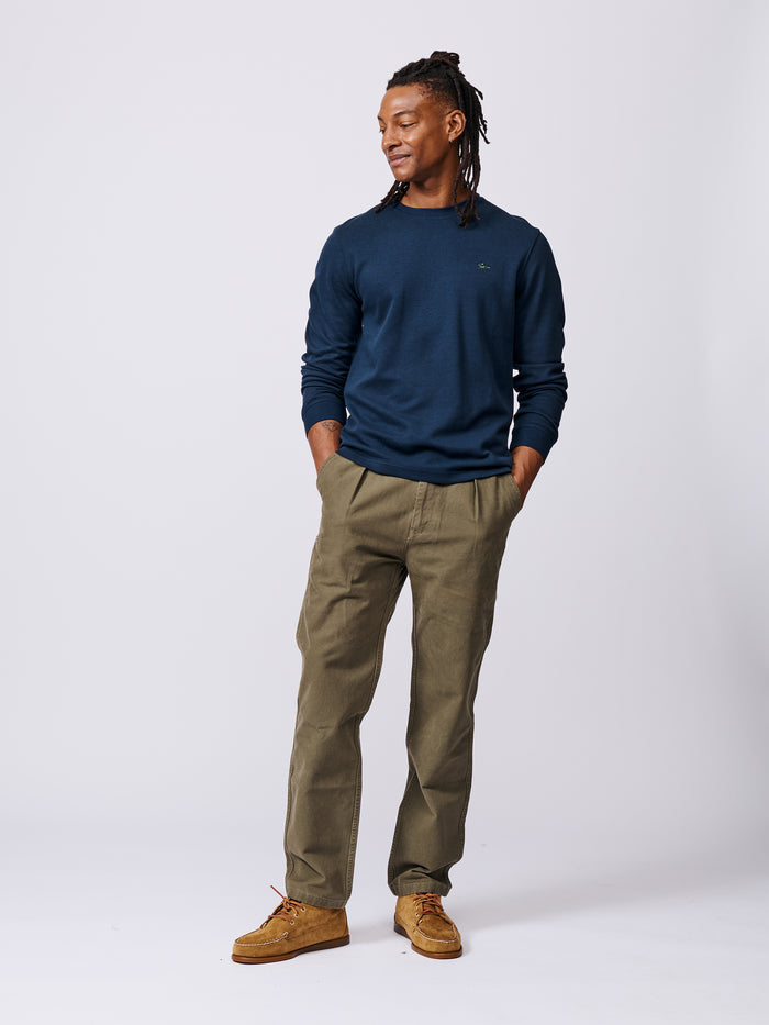 Aubin Navy Anderson Interlock Long Sleeve T-Shirt | Long Sleeve Tee