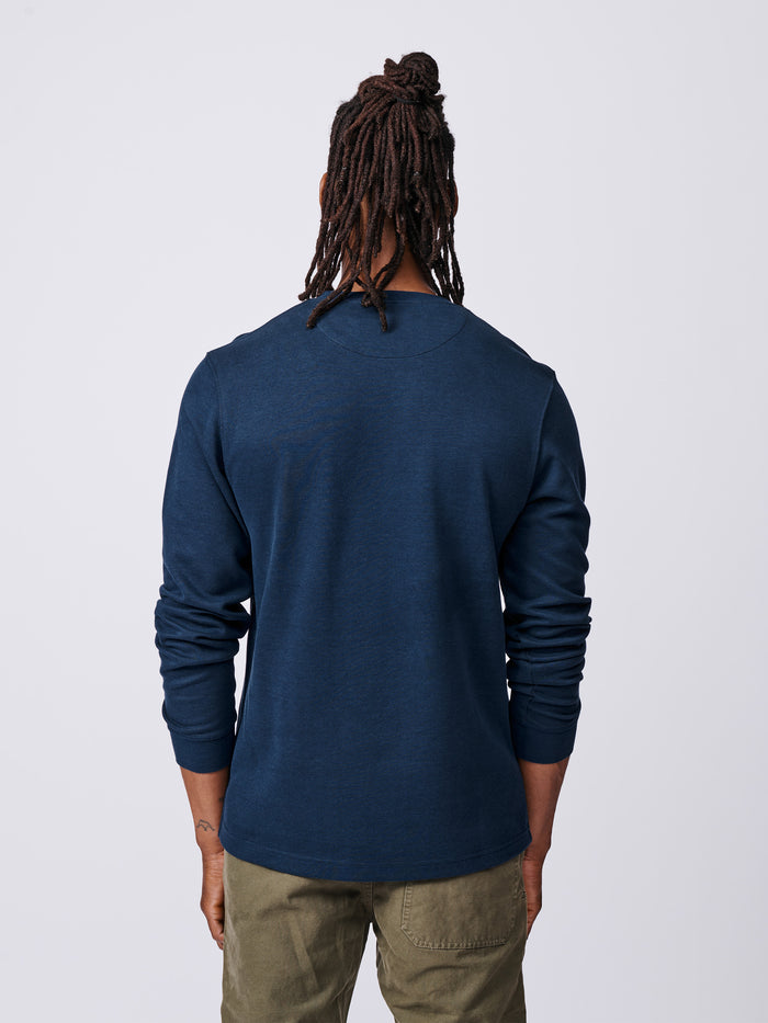 Aubin Navy Anderson Interlock Long Sleeve T-Shirt | Long Sleeve Tee