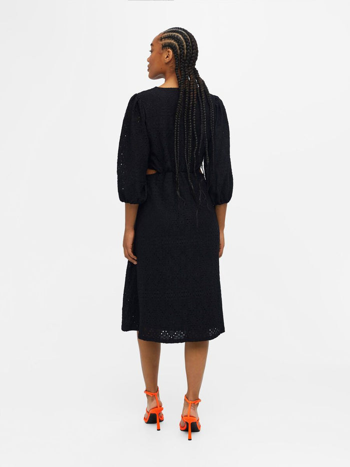 back of the black angelle midi dress