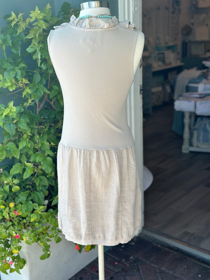 Anna Beige Linen Dress (back)