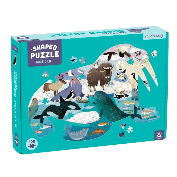 Walrus shaped jigsaw puzzle featuring Arctic wildlife and 300 pieces
