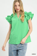 Aria Textured Ruffle Sleeve Blouse
