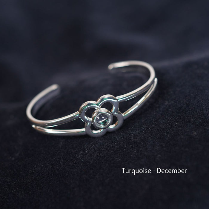 Art Pewter Birthstone Bangle - Silver Plated Pewter - Made in Scotland - December (Turquoise) - Heritage Of Scotland -