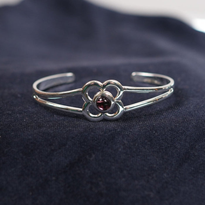 Art Pewter Birthstone Bangle - Silver Plated Pewter - Made in Scotland - February (Amethyst) - Heritage Of Scotland -