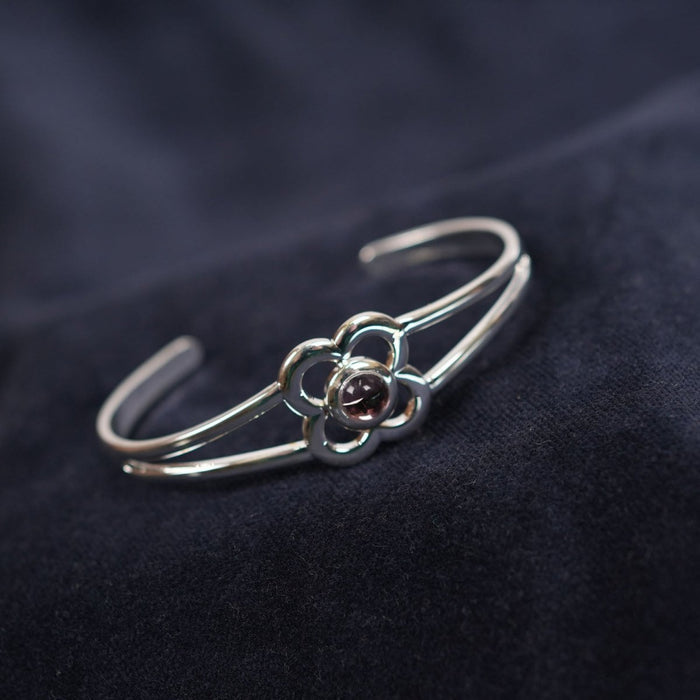 Art Pewter Birthstone Bangle - Silver Plated Pewter - Made in Scotland - June (Light Amethyst) - Heritage Of Scotland -