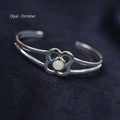 Art Pewter Birthstone Bangle - Silver Plated Pewter - Made in Scotland - October (Opal) - Heritage Of Scotland -