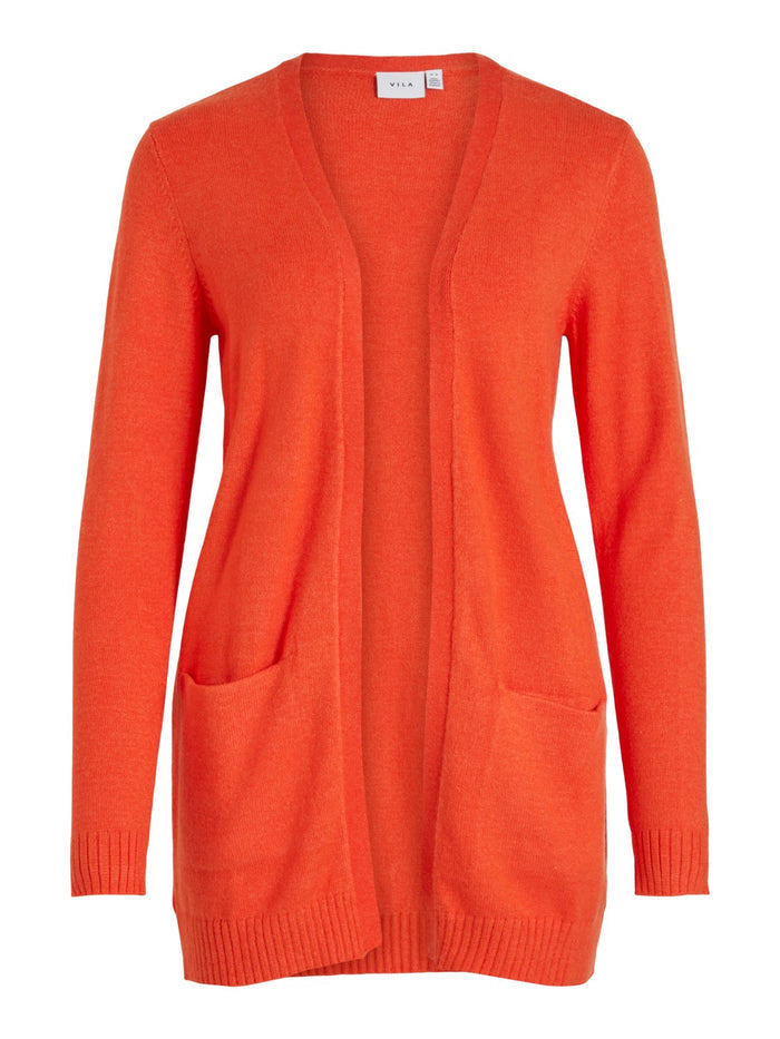 Ashley Open Knit Cardigan (Tigerlily/DARK MELANGE)