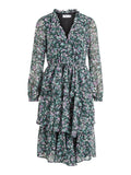 Astar Midi Dress (Black with Flowers)