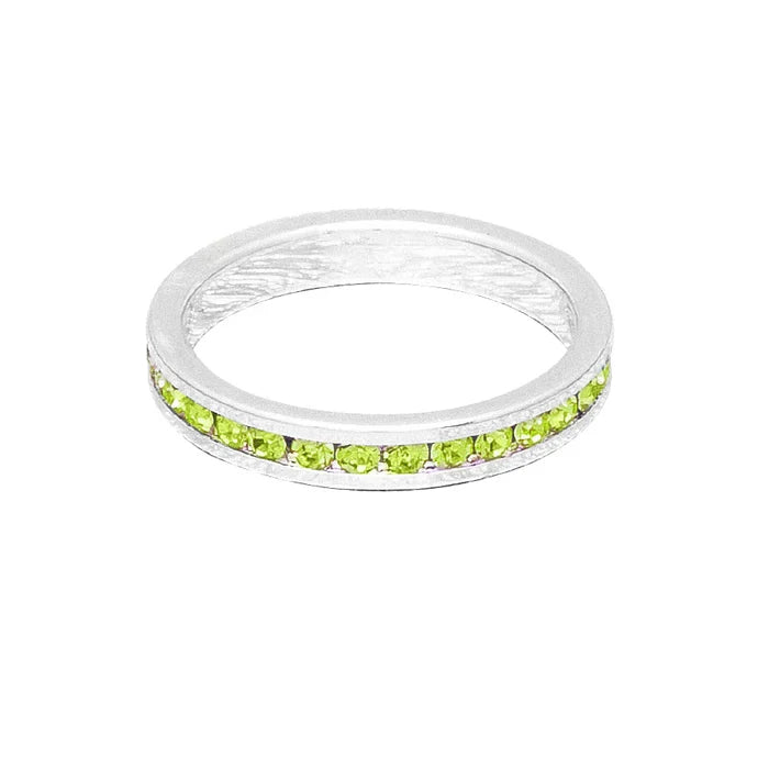 August (Peridot) White Gold Ring | Size 8