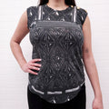 BALMAIN PATTERNED TANK WITH GOLD BUTTONS - SIZE 38