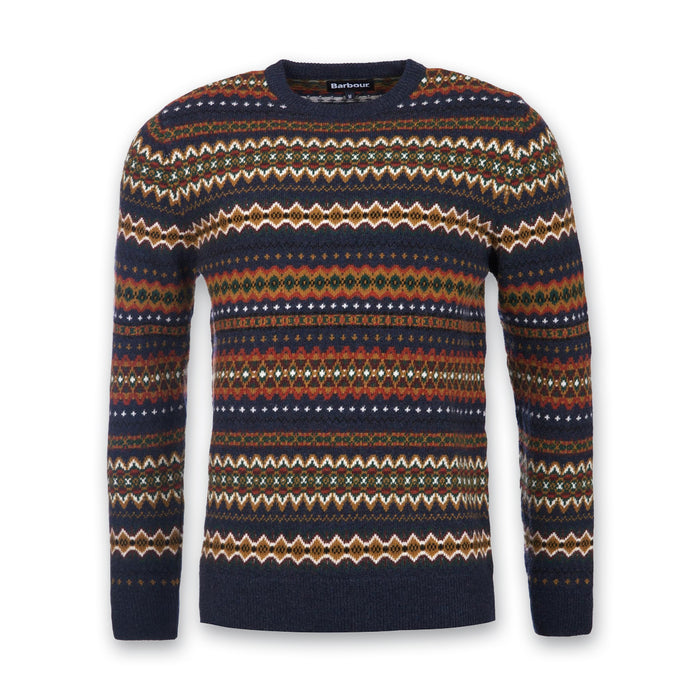Barbour - Fairisle Crew Neck Jumper in Navy Marl - Nigel Clare