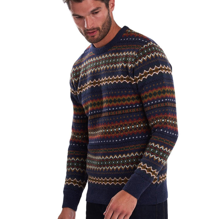 Barbour - Fairisle Crew Neck Jumper in Navy Marl - Nigel Clare