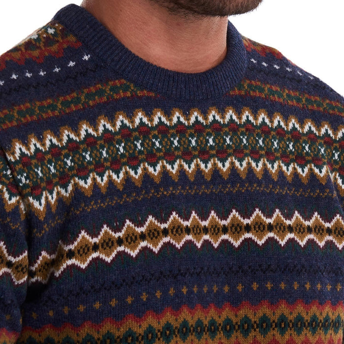 Barbour - Fairisle Crew Neck Jumper in Navy Marl - Nigel Clare