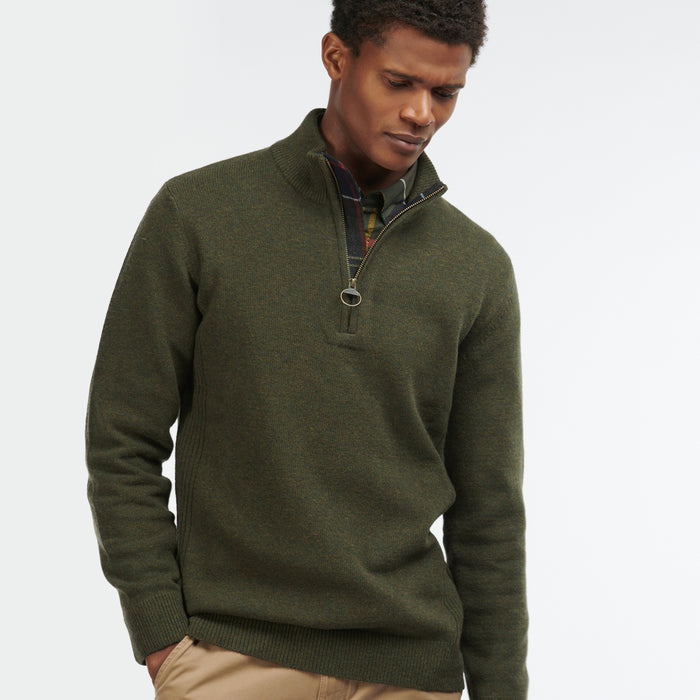 Barbour - Holden Half Zip Jumper in Olive Marl - Nigel Clare