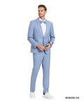 Beau Blue Solid Shawl Collar - Adjustable Waist Band Mens-suit - Giorgio's Menswear