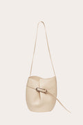 Belted Bucket Bag - Cream Calf Leather w/ Silver Hardware