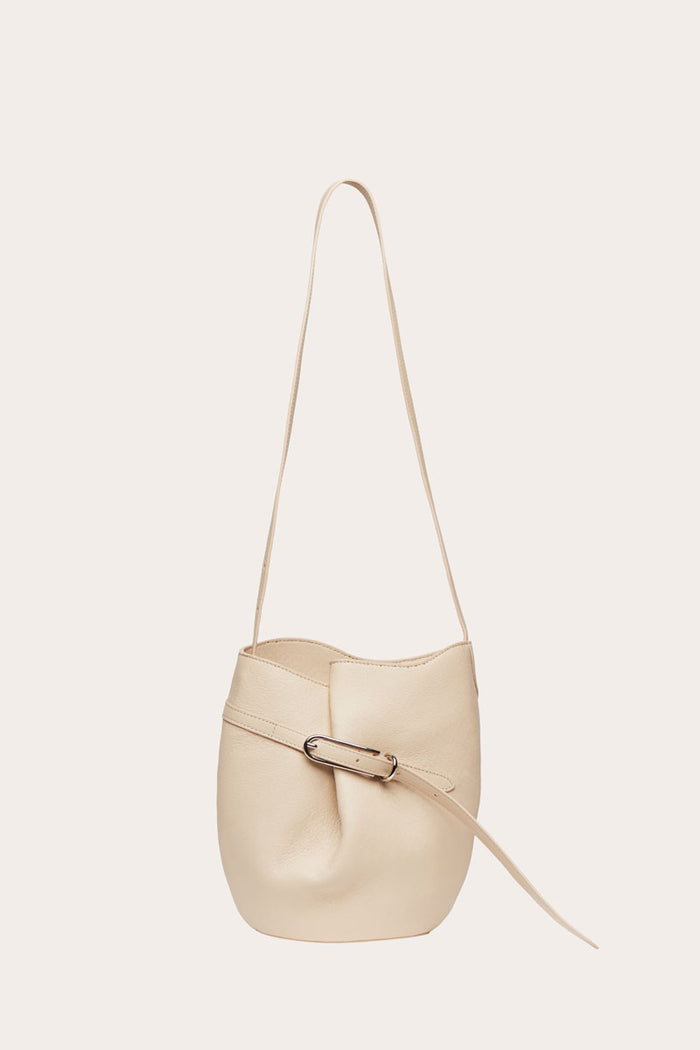 Belted Bucket Bag - Cream Calf Leather w/ Silver Hardware