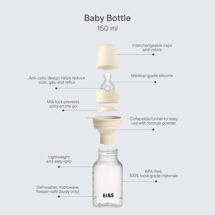 BIBS Baby BPA-Free Polypropylene Bottle Set 5oz. Silicone | Slow Flow