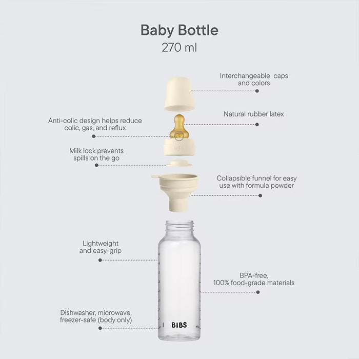 BIBS Baby BPA-Free Polypropylene Bottle Set 9oz Latex | Medium Flow
