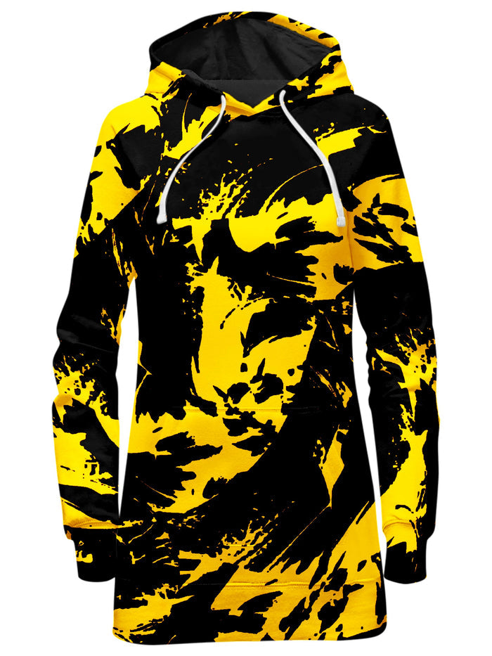 Black and Yellow Paint Splatter Hoodie Dress Big Tex Funkadelic Epic Hoodie