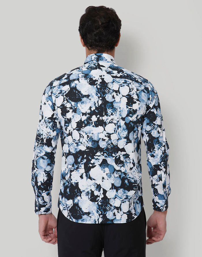 Black Floral Print Full Sleeves Shirt