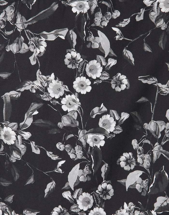 Black Floral Print Full Sleeves Shirt