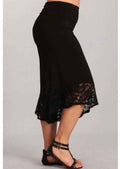 Black Lace Hem Gaucho Pants Plus Size Made in USA