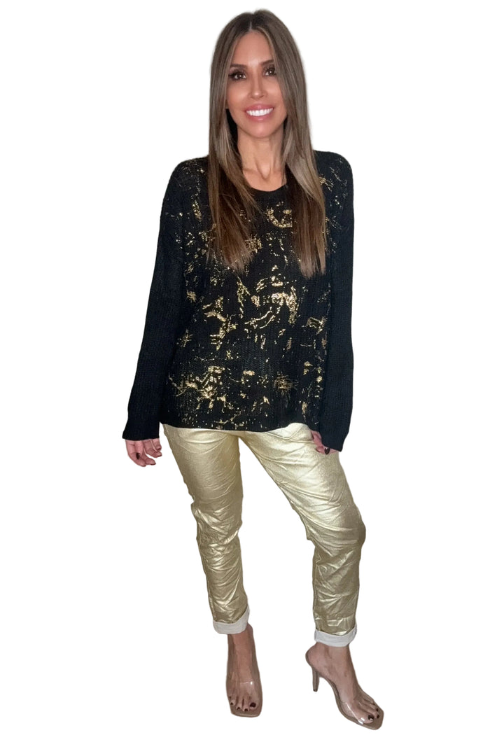 Style the Metallic Gold Glam Jogger exclusively at Born To Glam