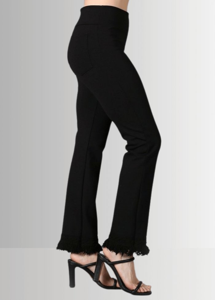 Black Plus Size Crochet Pants with Fringe Hem - Stylish and Comfortable Crochet Pants - RFE Marketing Ventures