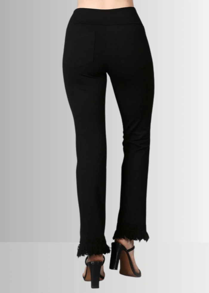 Black Plus Size Crochet Pants with Fringe Hem - Stylish and Comfortable Crochet Pants - RFE Marketing Ventures