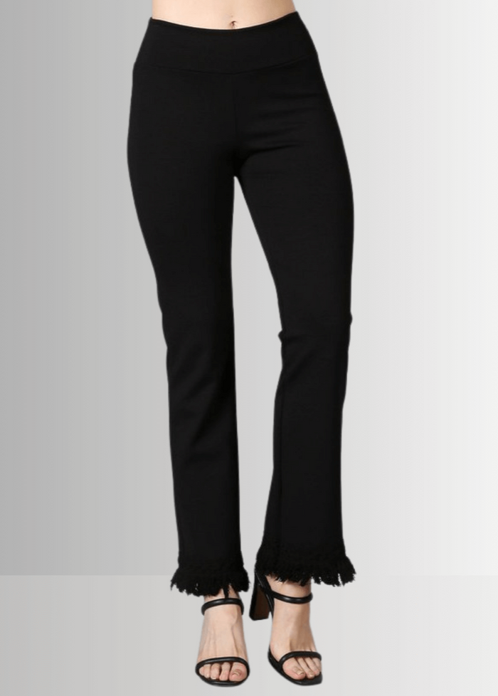 Black Plus Size Crochet Pants with Fringe Hem - Stylish and Comfortable Crochet Pants - RFE Marketing Ventures