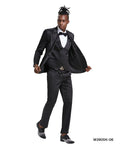 Black Solid Shiny U-Shape Vest Mens-suit - Giorgio's Menswear