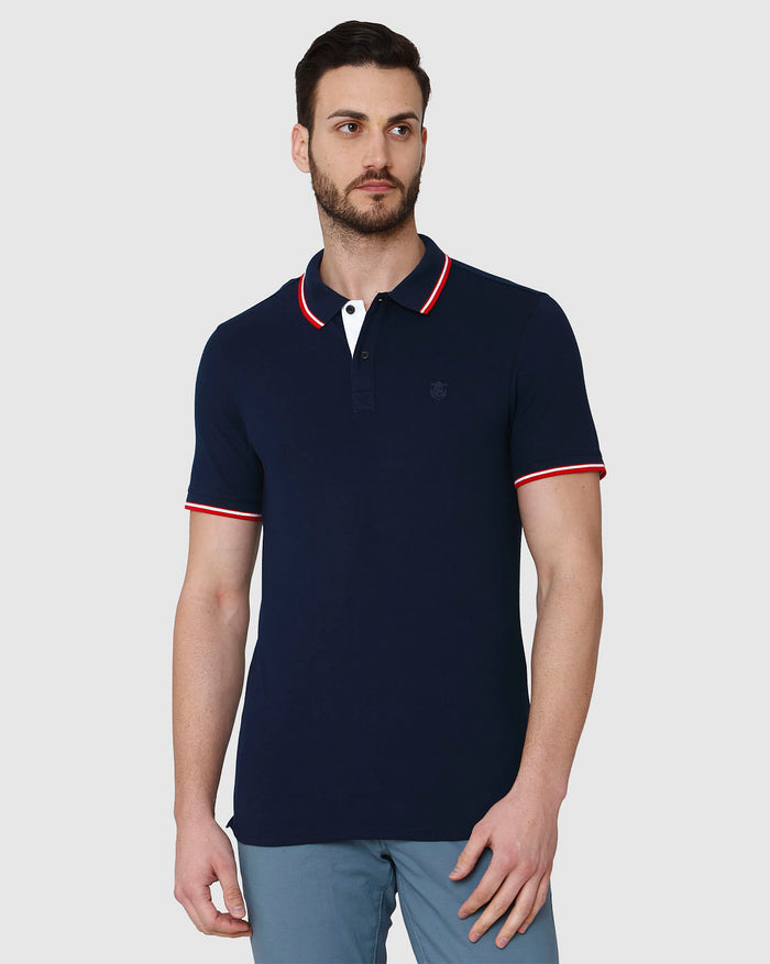 Blue Polo Neck T-Shirt