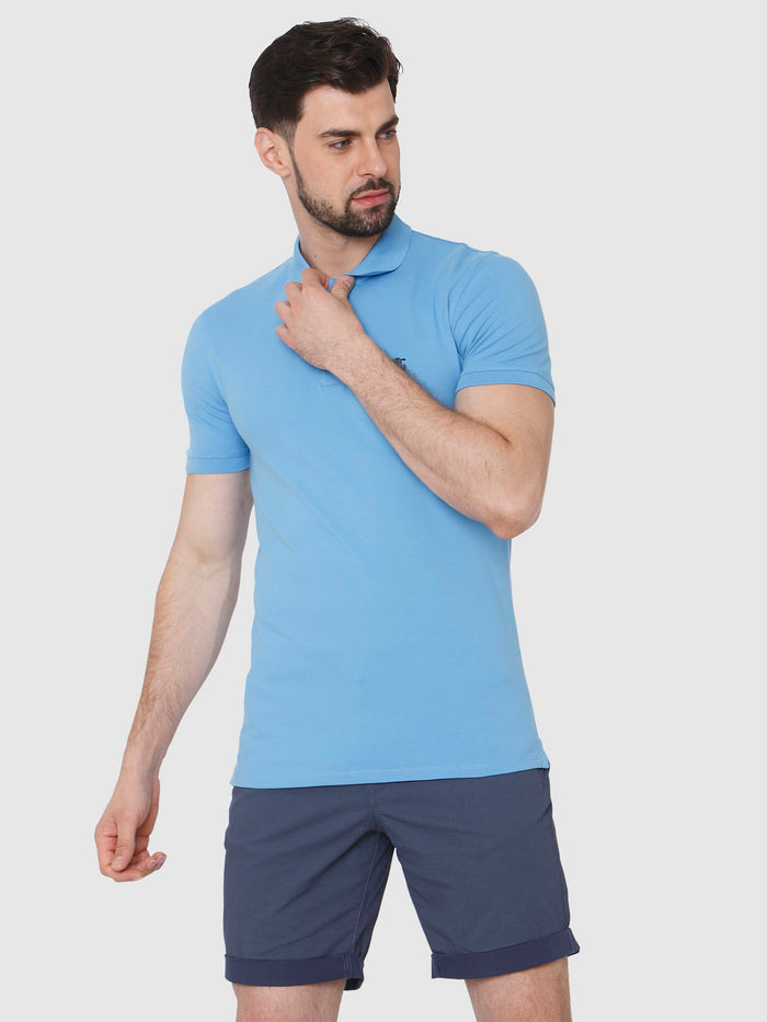 Blue Polo Neck T-Shirt