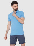 Blue Polo Neck T-Shirt