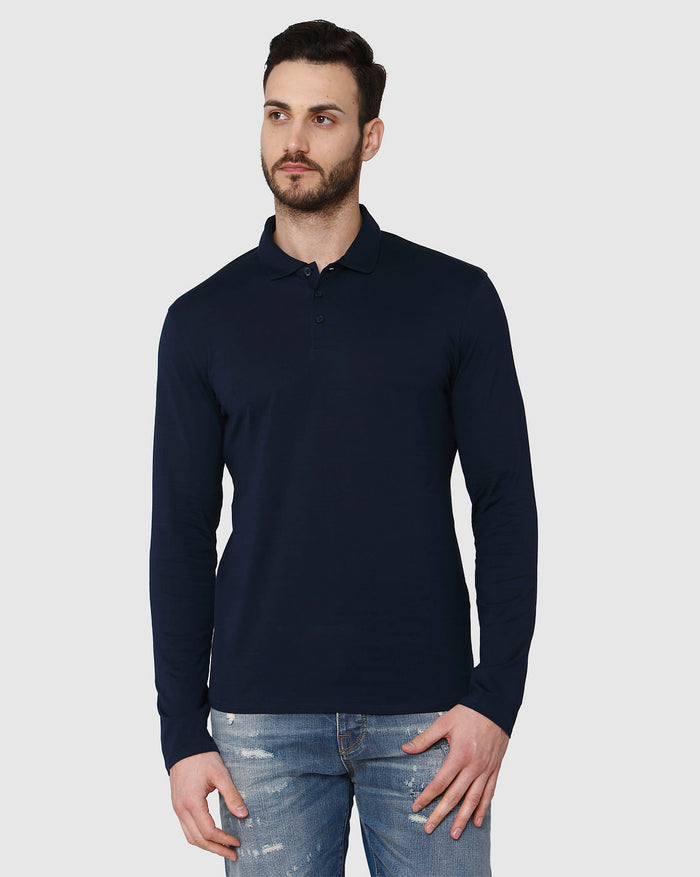 Blue Polo Neck T-Shirt