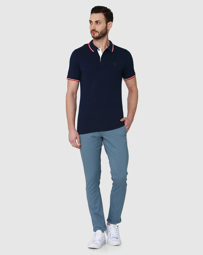 Blue Polo Neck T-Shirt