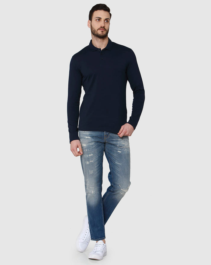 Blue Polo Neck T-Shirt