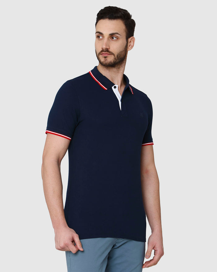 Blue Polo Neck T-Shirt
