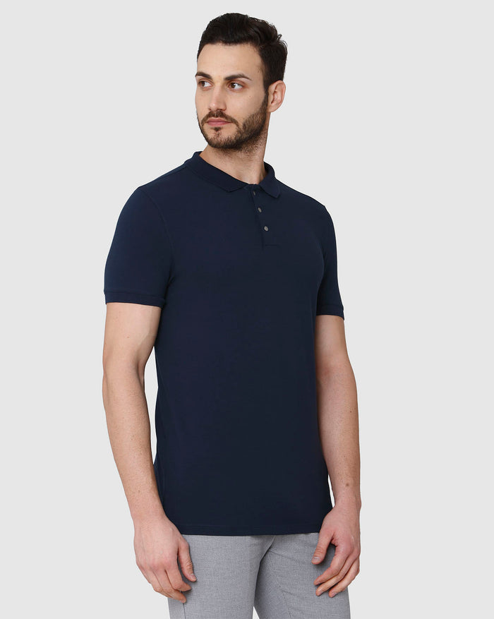 Blue Polo Neck T-Shirt