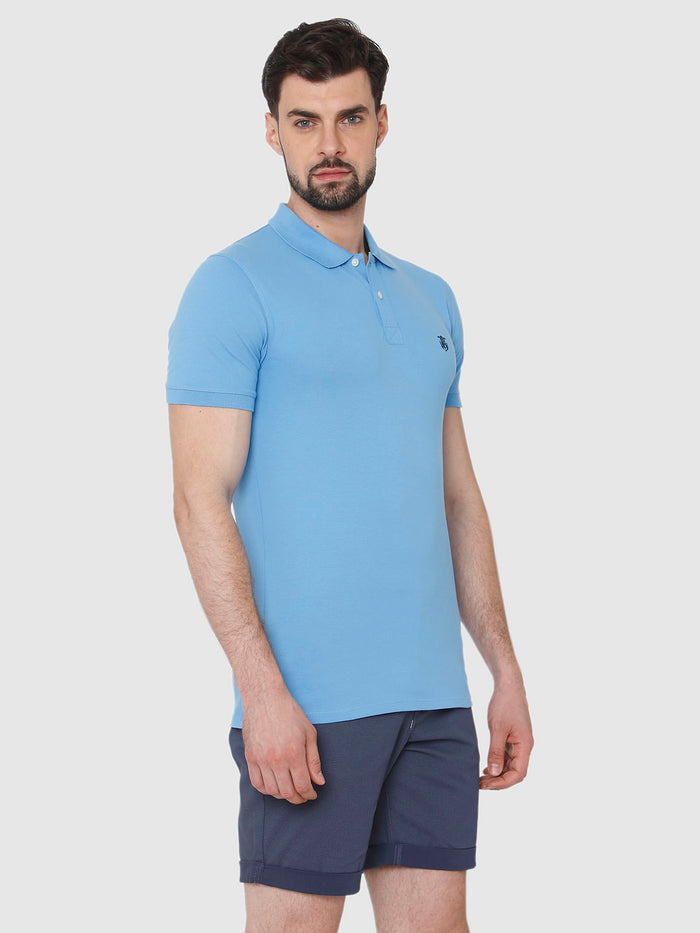Blue Polo Neck T-Shirt