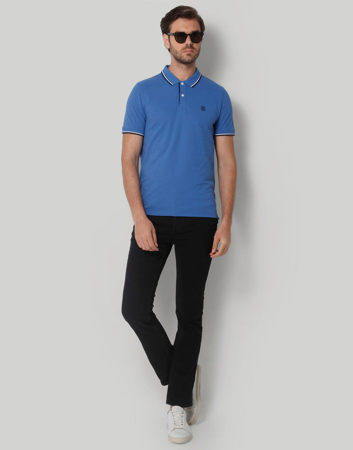 Blue Polo Neck T-Shirt