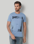 Blue Printed Crew Neck T-Shirt