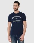 Blue Printed Crew Neck T-Shirt