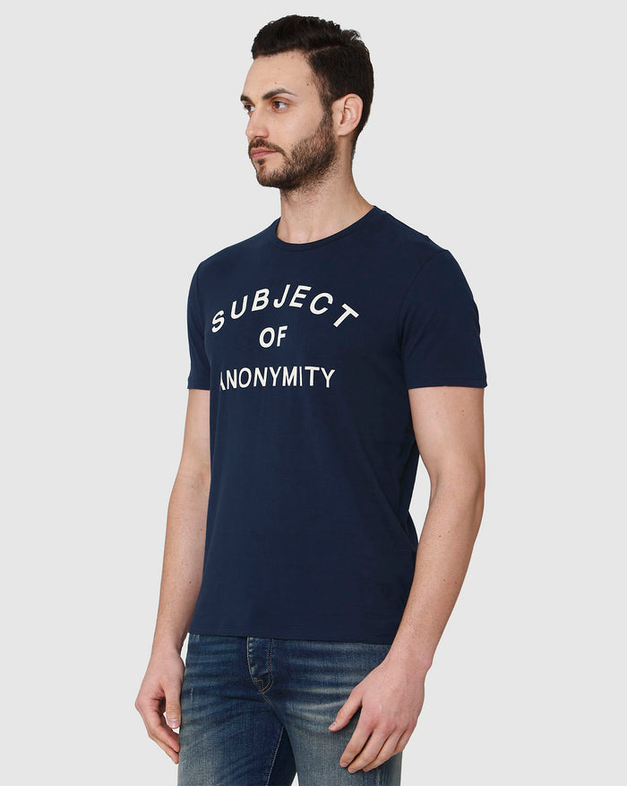 Blue Printed Crew Neck T-Shirt