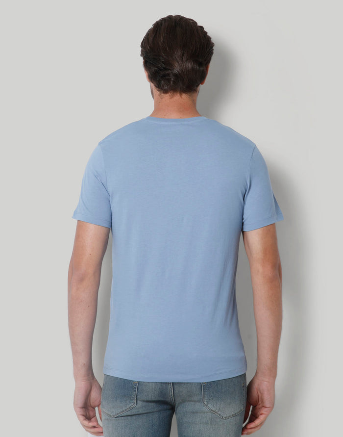 Blue Printed Crew Neck T-Shirt