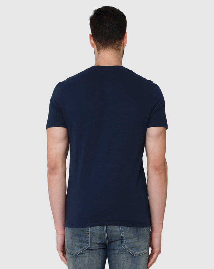 Blue Printed Crew Neck T-Shirt