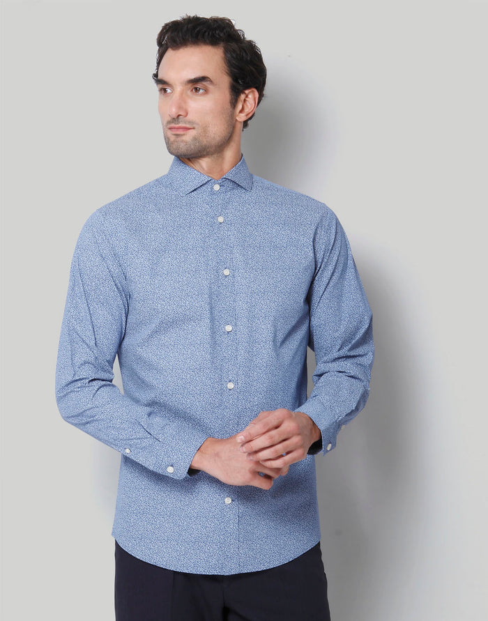 Blue Printed Full Sleeves Shirt