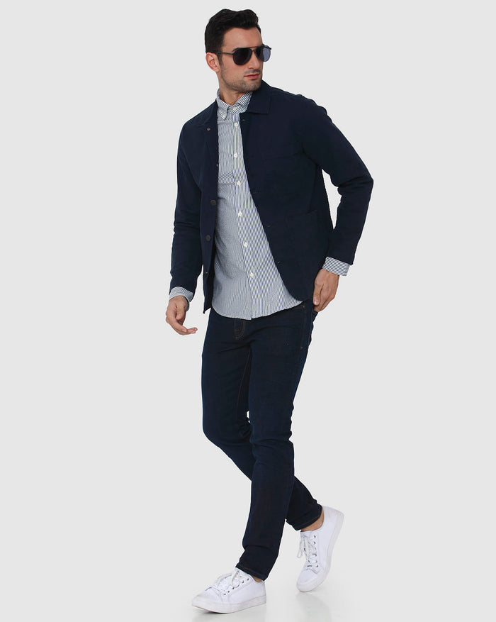 Blue Printed Full Sleeves Shirt