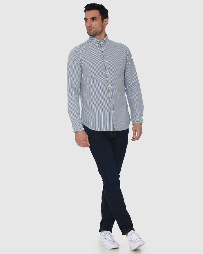 Blue Printed Full Sleeves Shirt